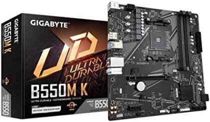 GIGABYTE B550M K Motherboard, Supports AMD AM4 Ryzen 5000 Processors, Micro-ATX, DDR4, Dual M.2, SATA 6Gb/s, Realtek GbE LAN, PCIe 4.0 : Electronics