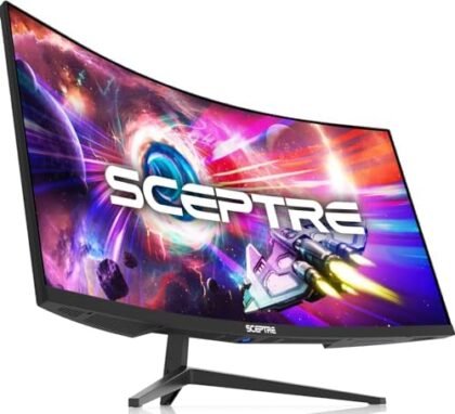 Sceptre 34-Inch Curved Ultrawide WQHD Monitor 3440 x 1440 R1500 up to 165Hz DisplayPort x2 99% sRGB 1ms Picture by Picture, Machine Black 2023 (C345B-QUT168) : Electronics
