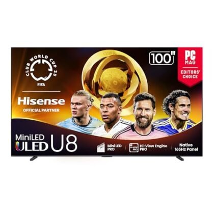 Hisense 100" Class U8 Mini-LED ULED 4K UHD Google Smart TV (100U8QG, 2025 Model) - QLED, Native 165Hz, VRR 288, Up to 5000 Nits, HDR10+, Dolby Vision IQ · Atmos, IMAX Enhanced, 4.1.2 Ch Surround : Electronics