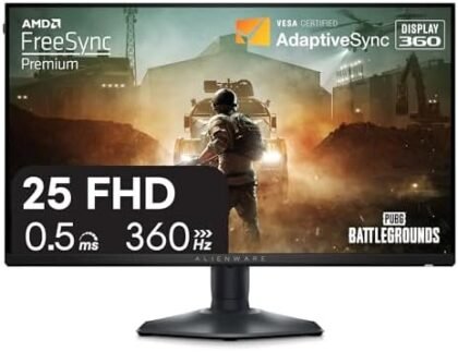 Alienware 25 Gaming Monitor AW2523HF 24.5" IPS LED Full HD (1920 × 1080) 360Hz Display - AMD FreeSync - VESA - Monitor (USB, HDMI) Height/Tilt/Swivel/Pivot Adjustability - Dark side of the Moon : Electronics