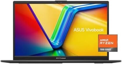 ASUS Vivobook Go 15.6” FHD Slim Laptop, AMD Ryzen 3 7320U Quad Core Processor, 8GB DDR5 RAM, 128GB SSD, Windows 11 Home, Fast Charging, Webcam Sheild, Military Grade Durability, Black, E1504FA-AS33