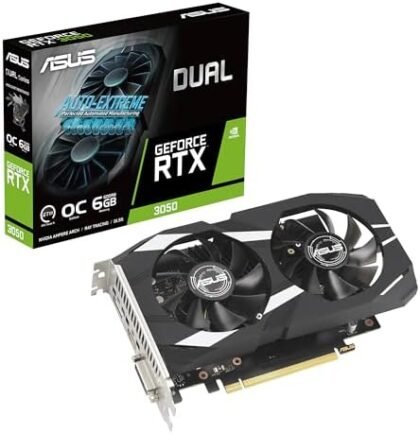 ASUS Dual NVIDIA GeForce RTX 3050 6GB OC Edition Gaming Graphics Card - PCIe 4.0, 6GB GDDR6 Memory, HDMI 2.1, DisplayPort 1.4a, 2-Slot Design, Axial-tech Fan Design, 0dB Technology, Steel Bracket : Electronics