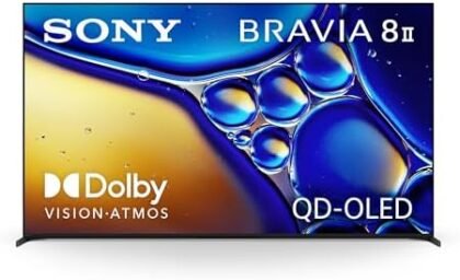 Sony BRAVIA 8 II 55 Inch TV, QD OLED, 4K Smart Google TV, XR Processor with AI Technology, Ultra Slim Design, 120hz Television, Dolby Vision/Atmos, Exclusive Features for PS5, K-55XR80M2, 2025 Model : Electronics