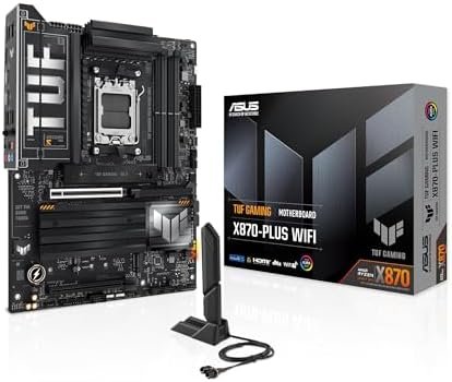 ASUS TUF Gaming X870-PLUS WiFi AMD AM5 X870 ATX Motherboard, 16+2+1, 80A SPS Power Stages, DDR5, PCIe 5.0 Ready, Four M.2 Slots, Wi-Fi 7, 2.5Gb LAN, HDMI, USB4® 40Gbps, SATA 6 Gbps, USB 20Gbps Type-C : Electronics