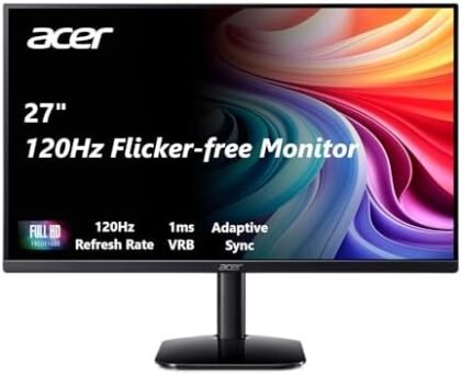 acer KB272 G0bi 27" IPS Full HD (1920 x 1080) Gaming Office Monitor | Adaptive-Sync Support (FreeSync Compatible) | Up to 120Hz Refresh | 1ms (VRB) | sRGB 99% | Tilt | HDMI & VGA Ports : Electronics