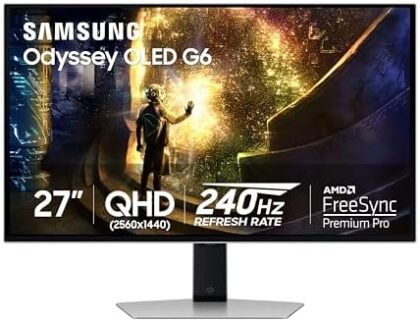 Samsung 27” Odyssey OLED G6 (G61SD) QHD & QD-OLED 240Hz 0.03ms FreeSync Premium Pro Gaming Monitor with Sleek Metal Design, 3 Year Warranty, US, LS27DG610SNXZA : Electronics