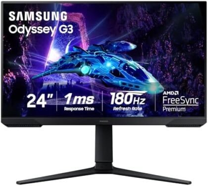 Samsung 24-Inch Odyssey G3 (G30D) Series FHD Gaming Monitor, 1ms, 180Hz, AMD FreeSync, Adjustable Stand, Black Equalizer, Virtual Aim Point, Eye Saver Mode, Flicker-Free, LS24DG302ENXZA : Electronics
