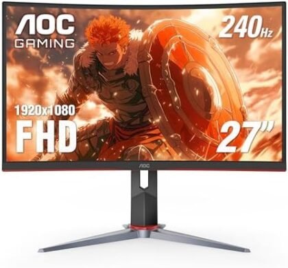 AOC C27G2Z 27" Curved Frameless Ultra-Fast Gaming Monitor, FHD 1080p, 0.5ms 240Hz, FreeSync, 2x HDMI 2.0, 1x Display Port, Height Adjustable, Xbox PS5 Switch Ready, 3-Year Zero-Bright-Dot : Electronics