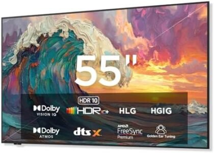 iFFALCON 55-Inch Class QLED 4K Smart TV, Ultra-Slim Mural TV, 144Hz, HDR, Art Mode w/AI Art, Wide Color Gamut, Dolby Vision IQ, Dolby Atmos, Google Assistant Voice Remote(55F75, 2025 Model) : Electronics